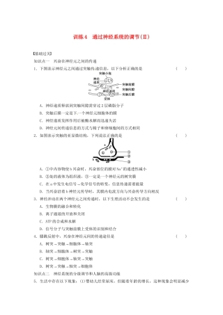 学高中生物 第二章 动物和人体生命活动的调节 第4课时 通过神经系统的调节(Ⅱ)同步课时检测 新人教版必修3 