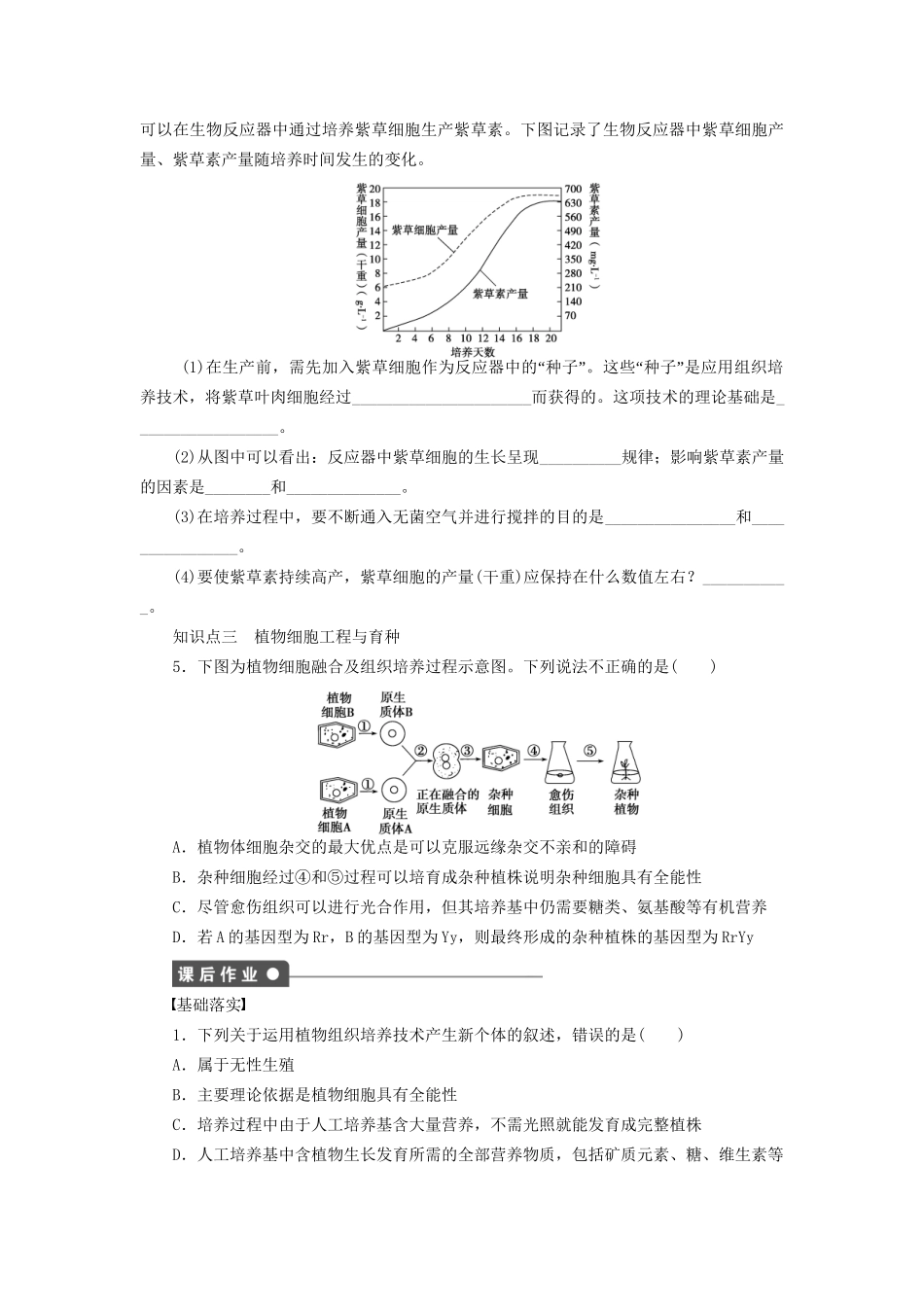 学高中生物 第二章 课时7植物细胞工程 苏教版选修3 _第3页