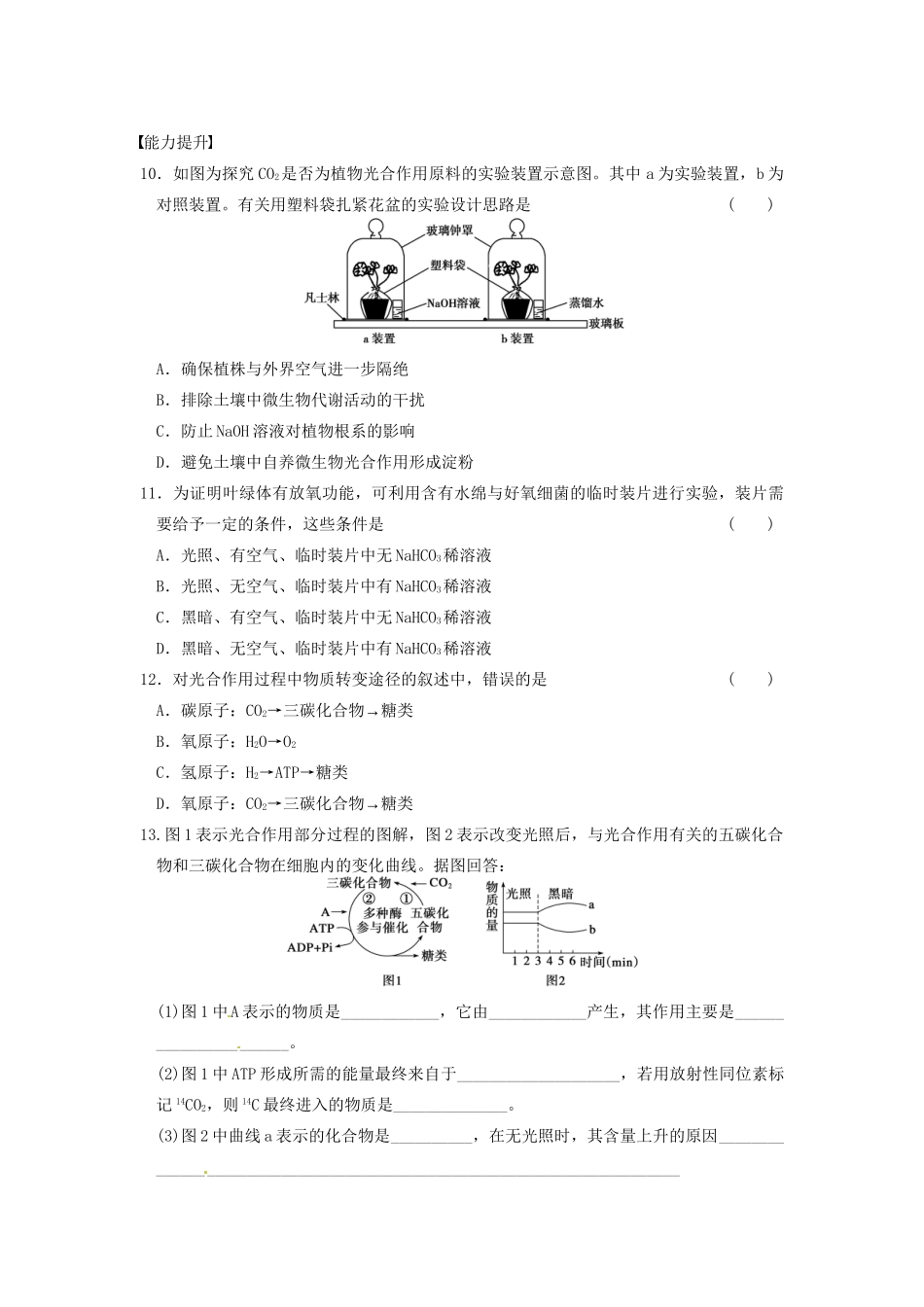 学高中生物 第四章 光合作用和细胞呼吸 第19课时 光合应用同步课时检测 苏教版必修1_第3页