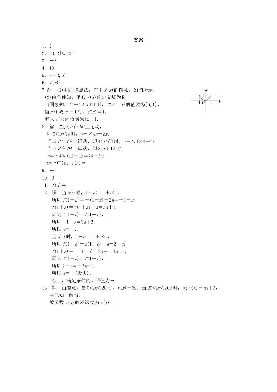 高中数学 2.1.2函数的表示方法(二)配套训练 苏教版必修1_第2页