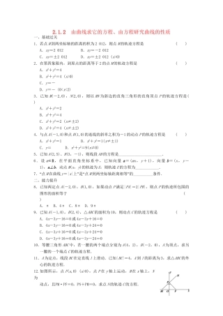 高中数学 2.1.2由曲线求它的方程、由方程研究曲线的性质同步训练 新人教B版选修2-1