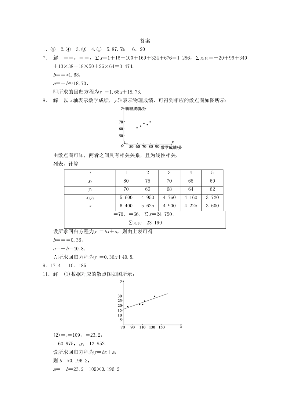 学高中数学 第二章 §2.4线性回归方程配套训练 苏教版必修3_第3页