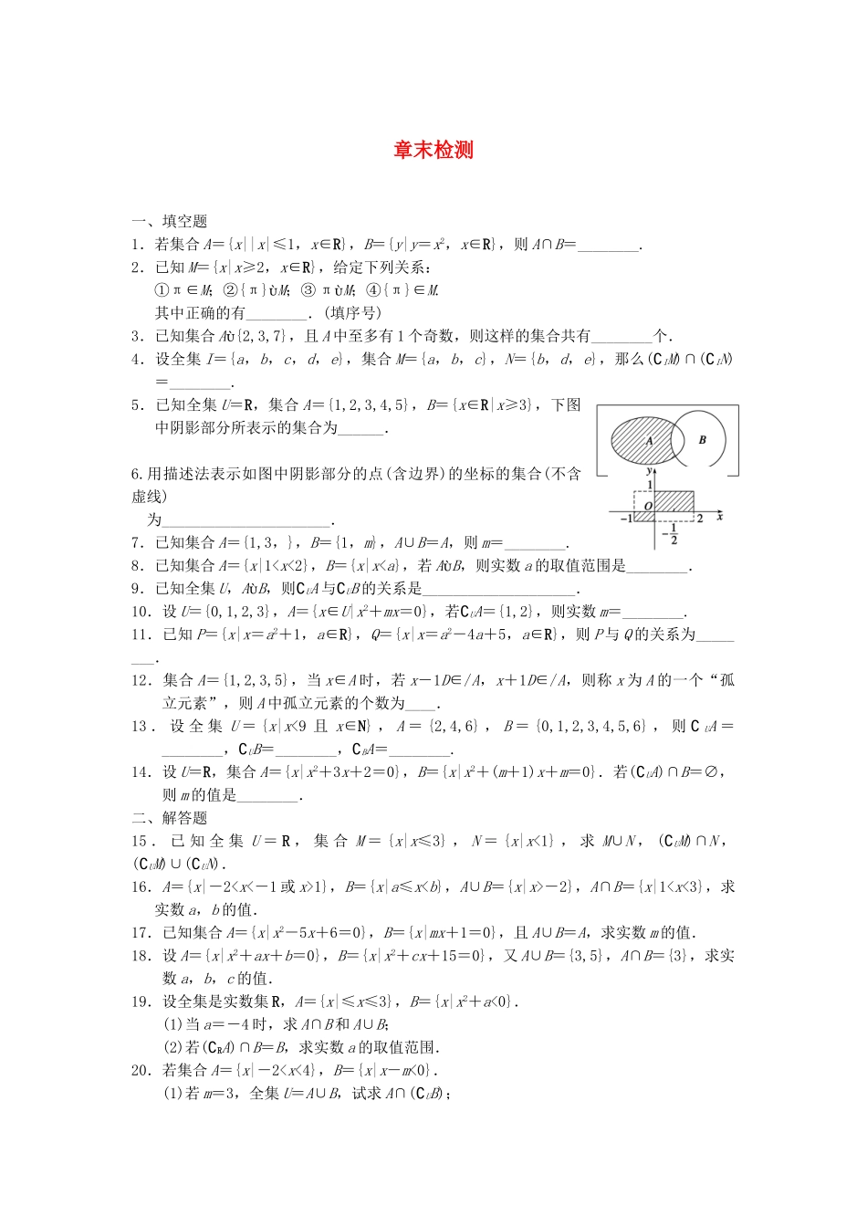 高中数学 第1章章末检测配套训练 苏教版必修1_第1页