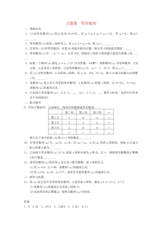 高中数学 第2章习题课等差数列配套训练 苏教版必修5 