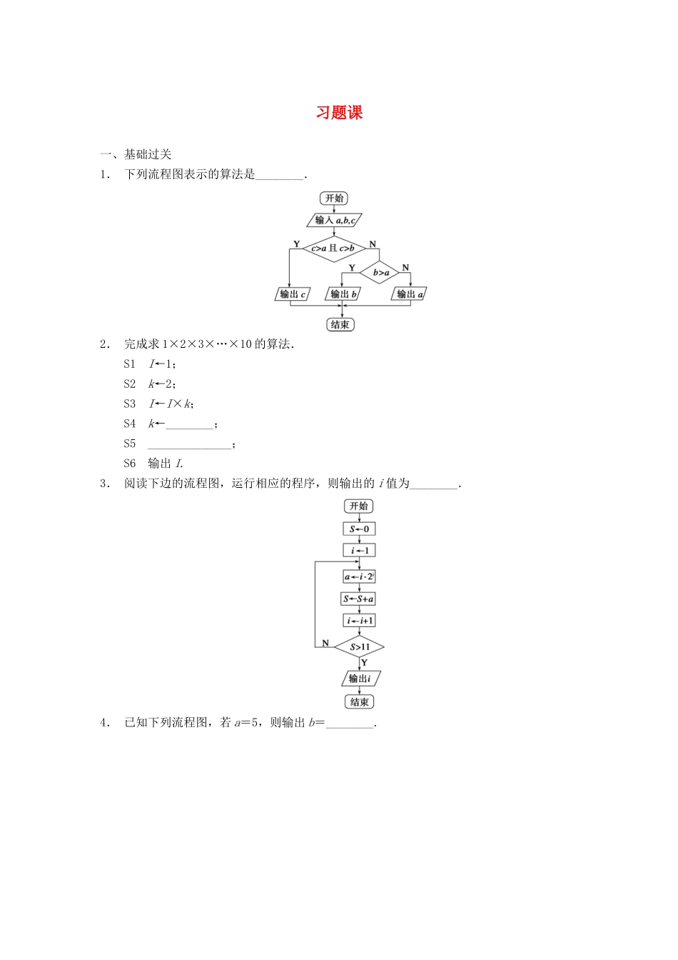 学高中数学 第一章 习题课配套训练 苏教版必修3_第1页