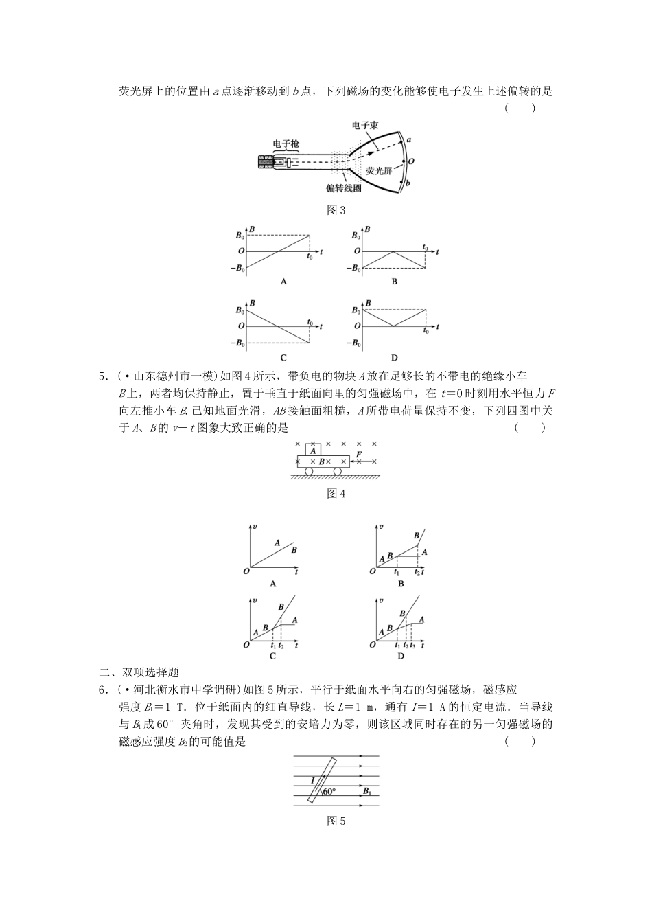 高考物理 考前三个月专题训练10 磁场对电流和运动电荷的作用 新人教版_第2页