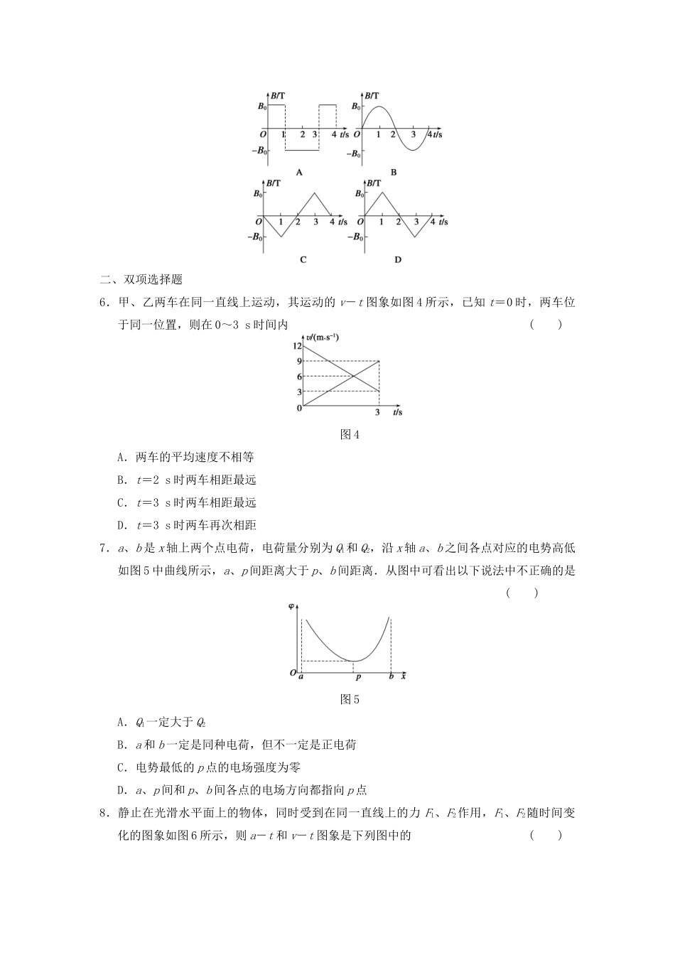 高考物理二轮复习专题突破训练 专题八　物理图象问题 新人教版_第3页