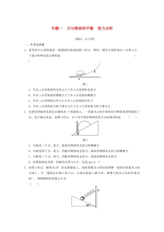 高考物理二轮复习专题突破训练 专题一 力与物体的平衡 受力分析 新人教版