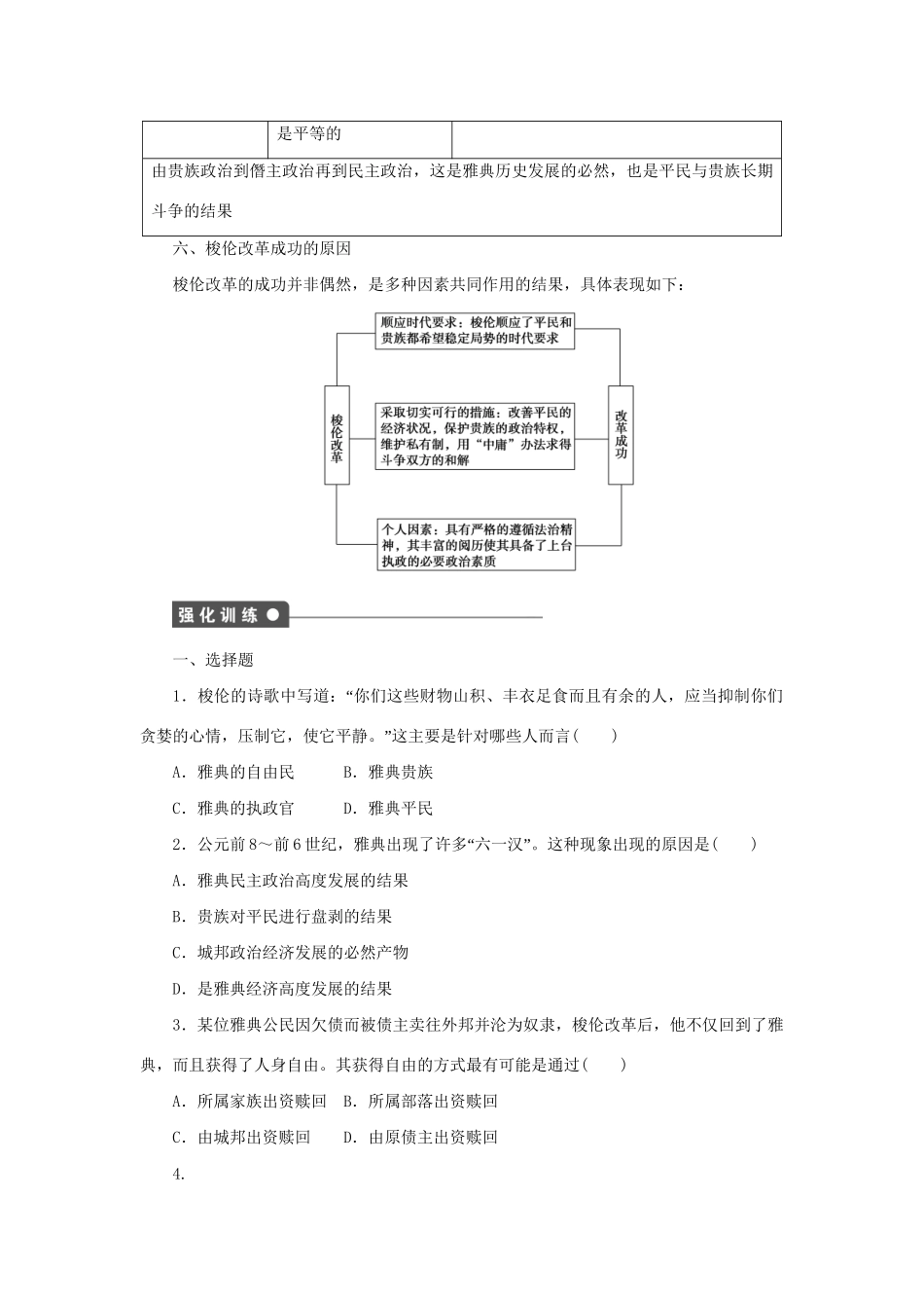 高中历史 第一单元 梭伦改革单元学习小结 新人教版选修1_第3页