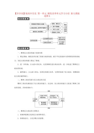 高中历史 第一单元 梭伦改革单元学习小结 新人教版选修1