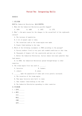 高中英语 Module 5 Great People and Great Inventions of Ancient China Period Two Integrating Skills同步测试 外研版必修3