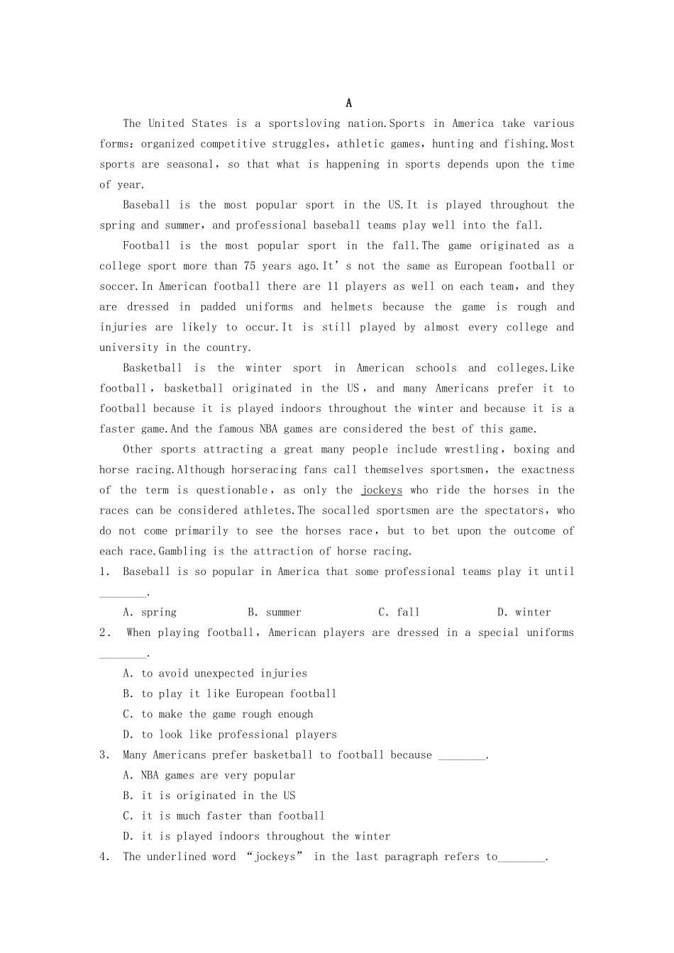 高中英语 Module 5 Period One Warm up and Reading同步测试1 外研版必修5_第3页