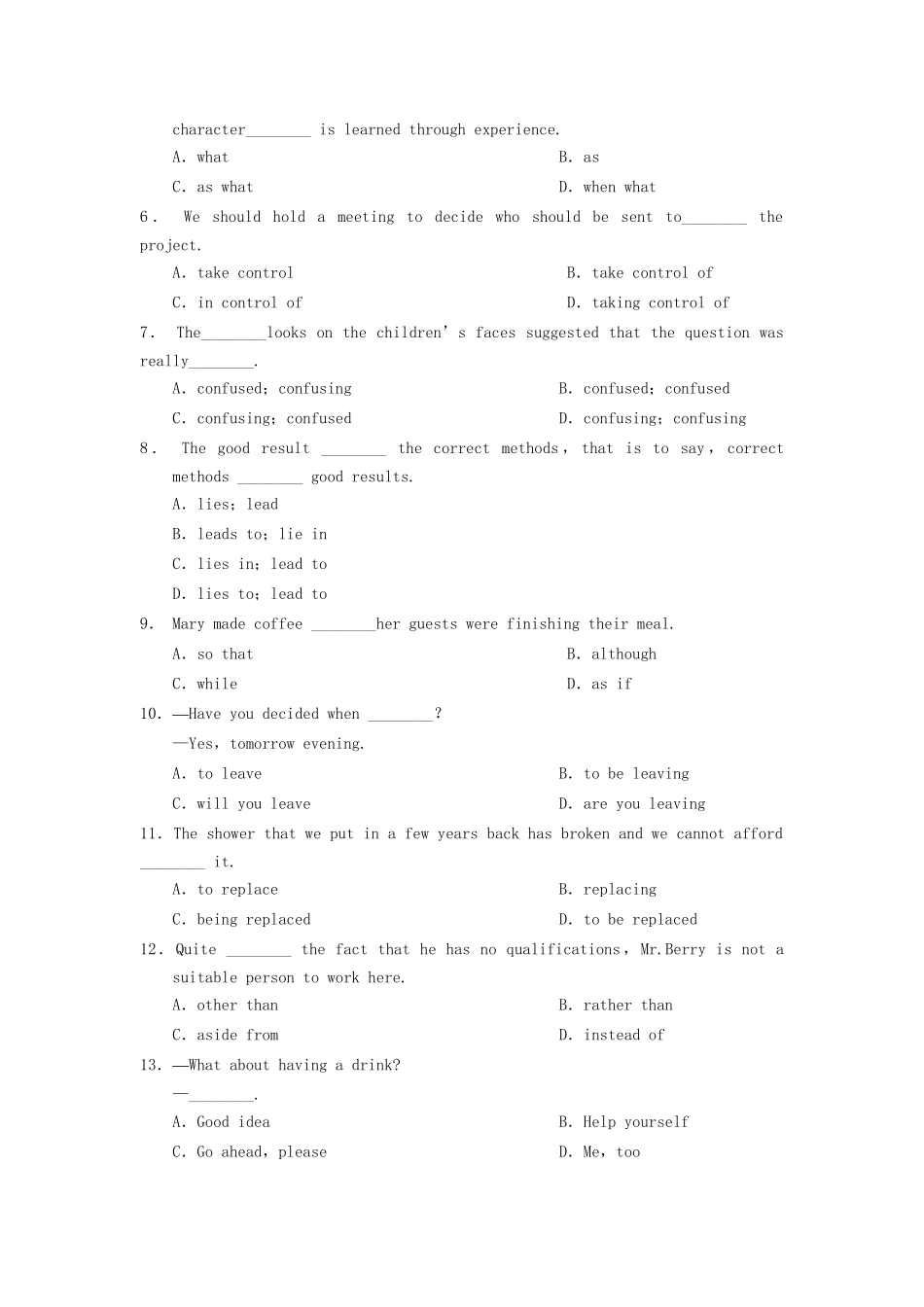 高中英语 Unit 2 Language Period One Welcome to the unit Reading同步测试2 牛津译林版必修3_第3页