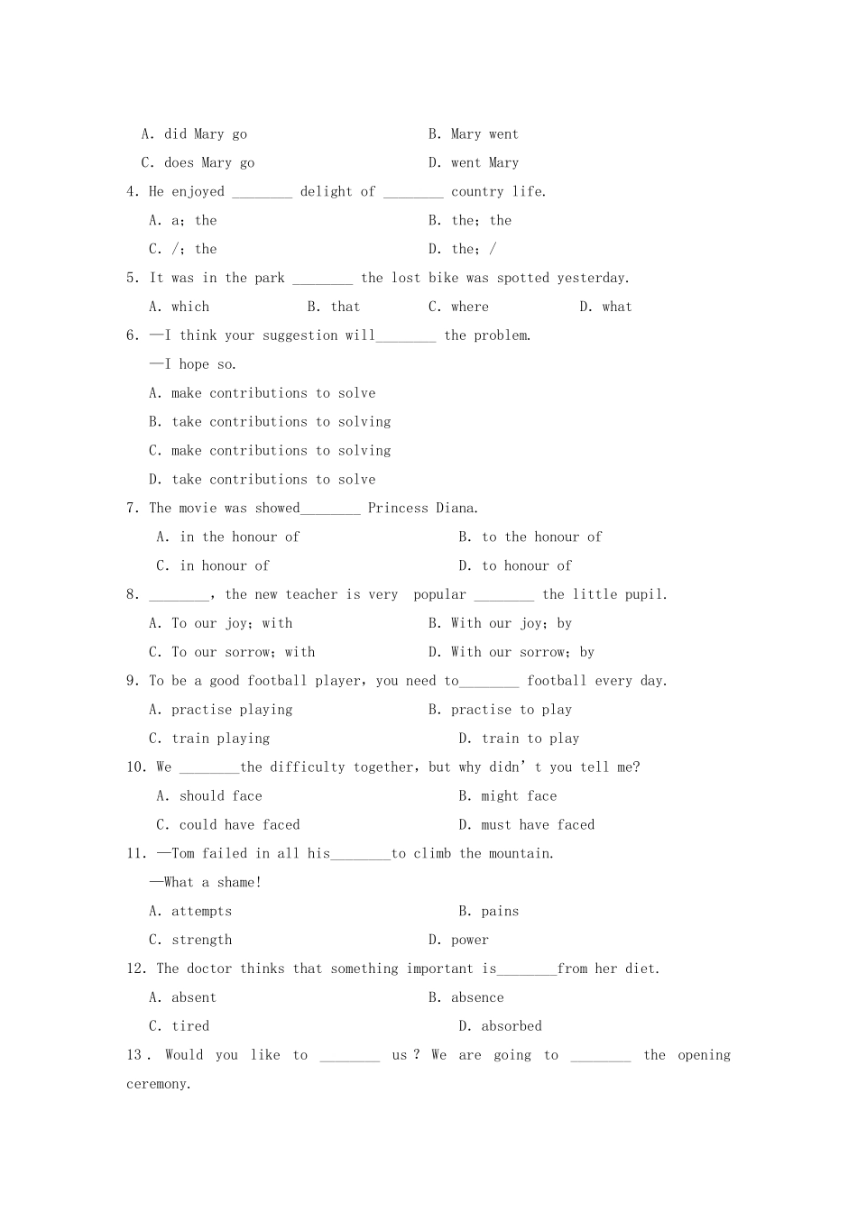 高中英语 Unit 2 Sports events Period One Welcome to the unit Reading同步测试2 牛津译林版必修4_第3页