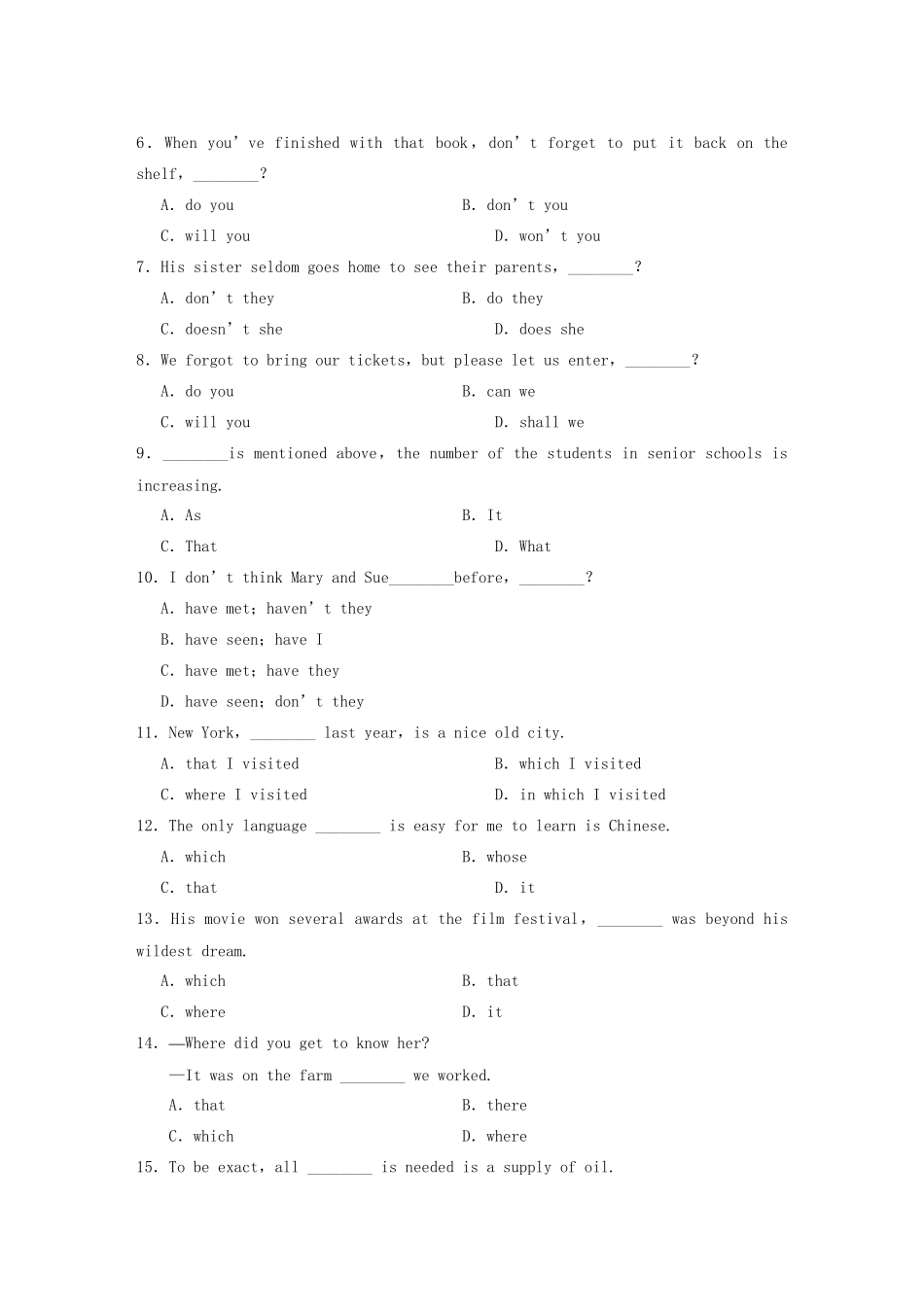 高中英语 Unit 3 Looking good，feeling good Period Two Word power Grammar and usage同步测试 牛津译林版必修1_第2页