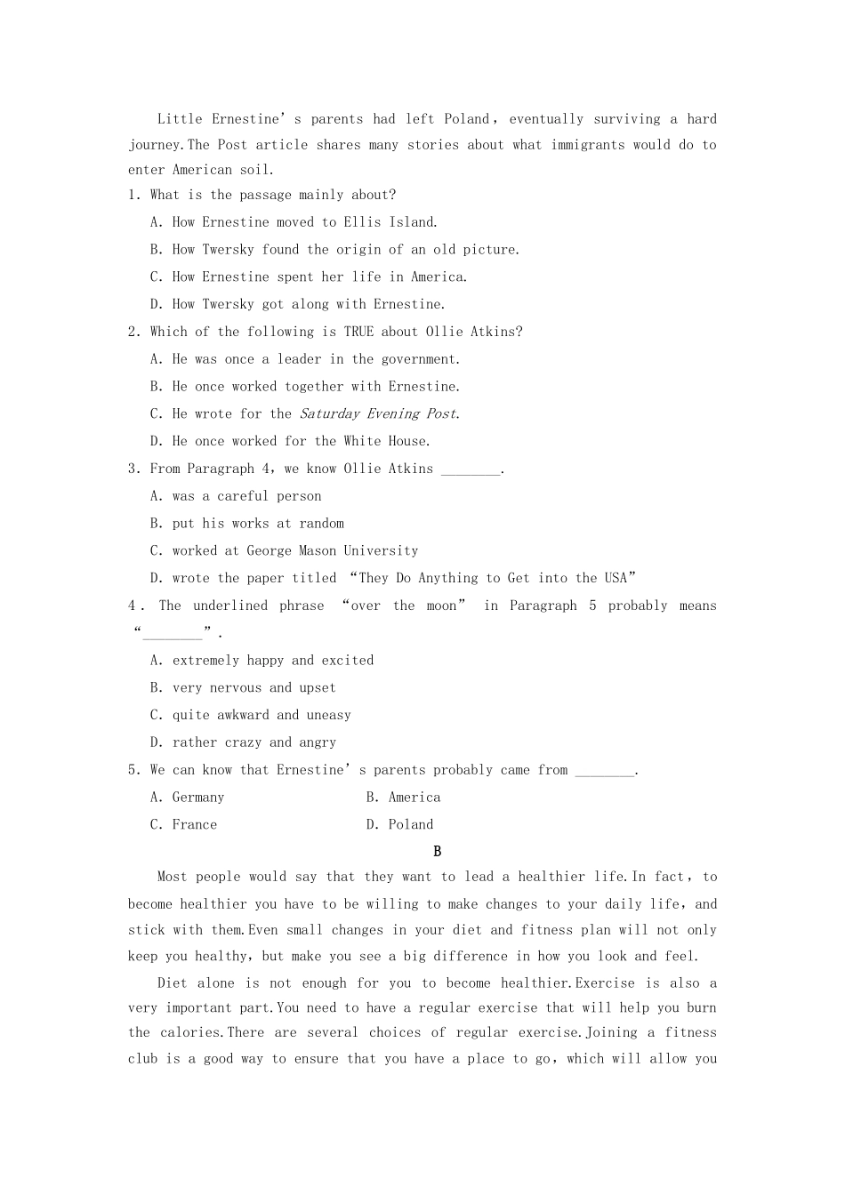 高中英语 Unit 7 The Sea Period One Warm up Reading同步测试2 北师大版必修3_第3页