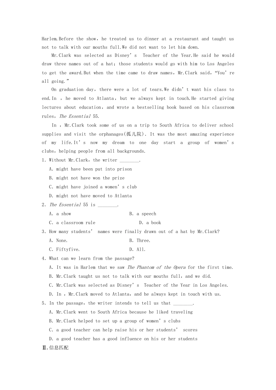 高中英语 Unit 8 Adventure Period Three Marco Polo同步测试 北师大版必修3_第3页