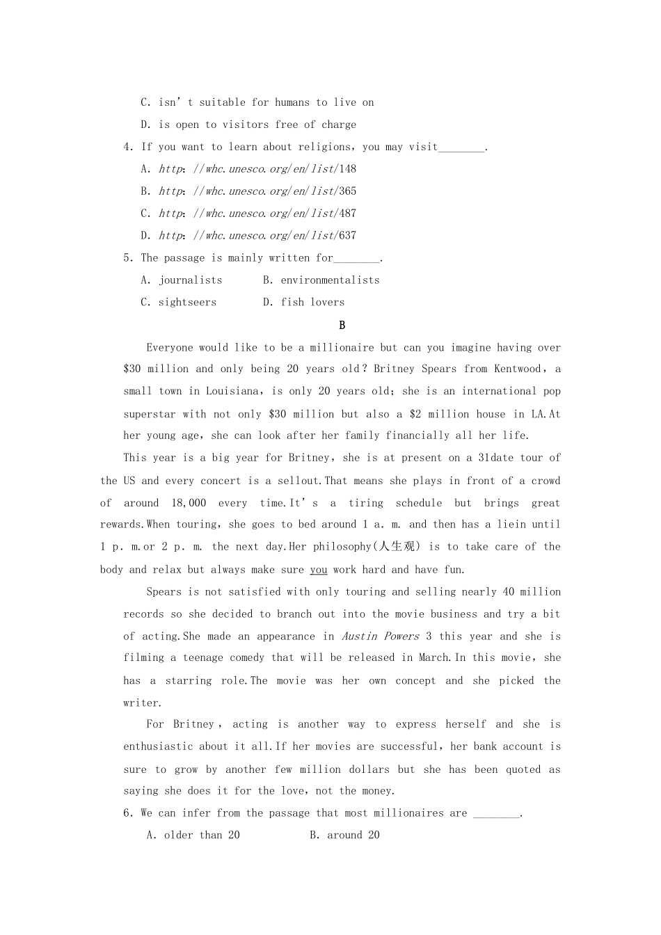 高中英语 Unit 10 Money单元达标一 北师大版必修4_第3页