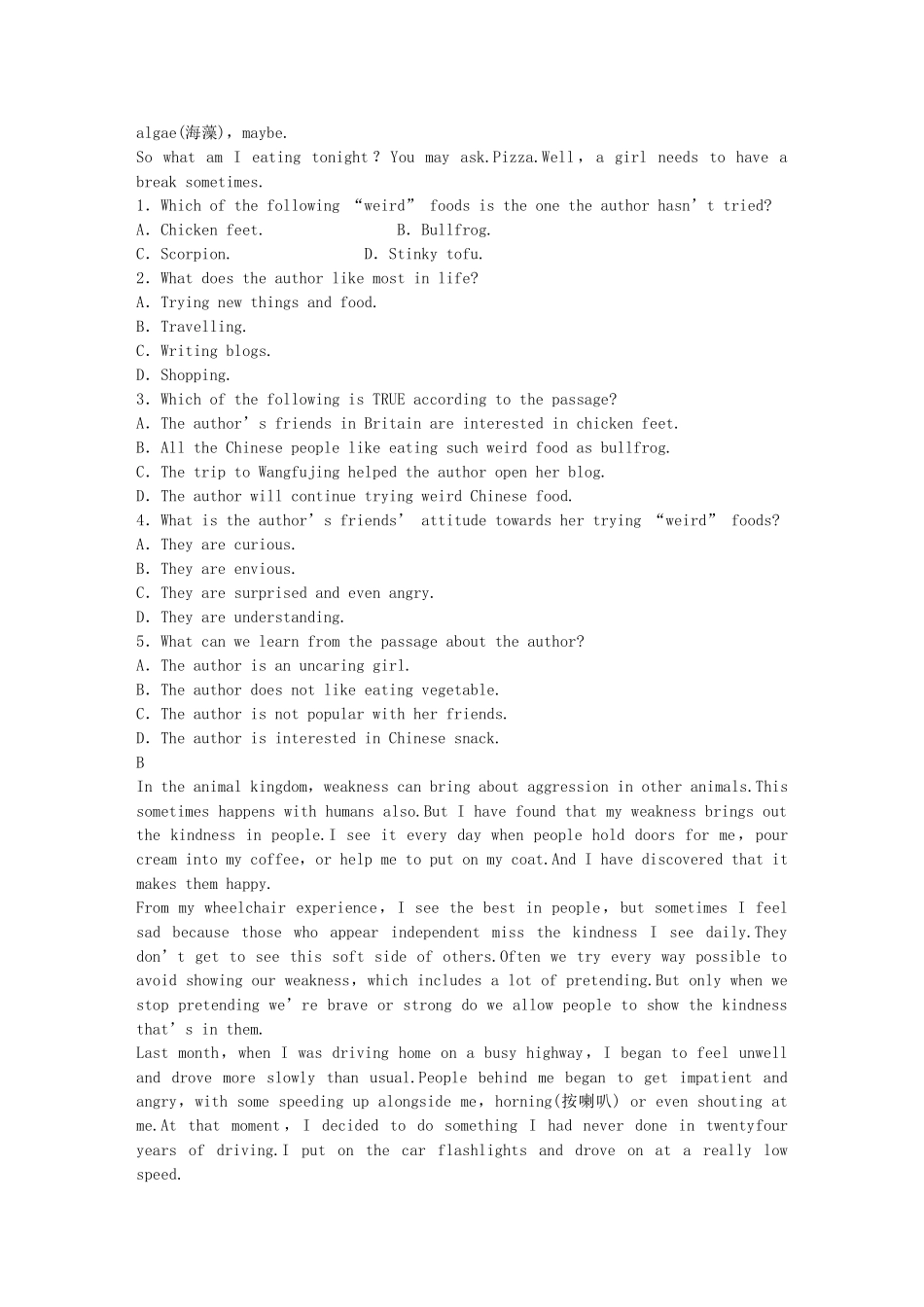 高中英语 Unit 16 Stories Period One-2 Warm up Reading同步测试 北师大版选修6_第3页