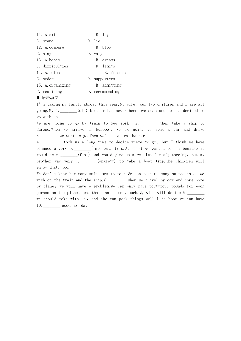 高中英语 Unit 17 Laughter Period Two Laughter Is the Best Medicine同步测试 北师大版选修6_第3页