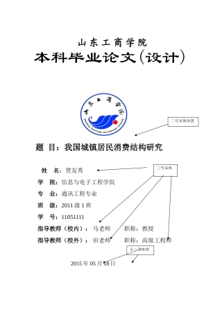 山东工商学院毕业论文封面、扉页、诚信声明