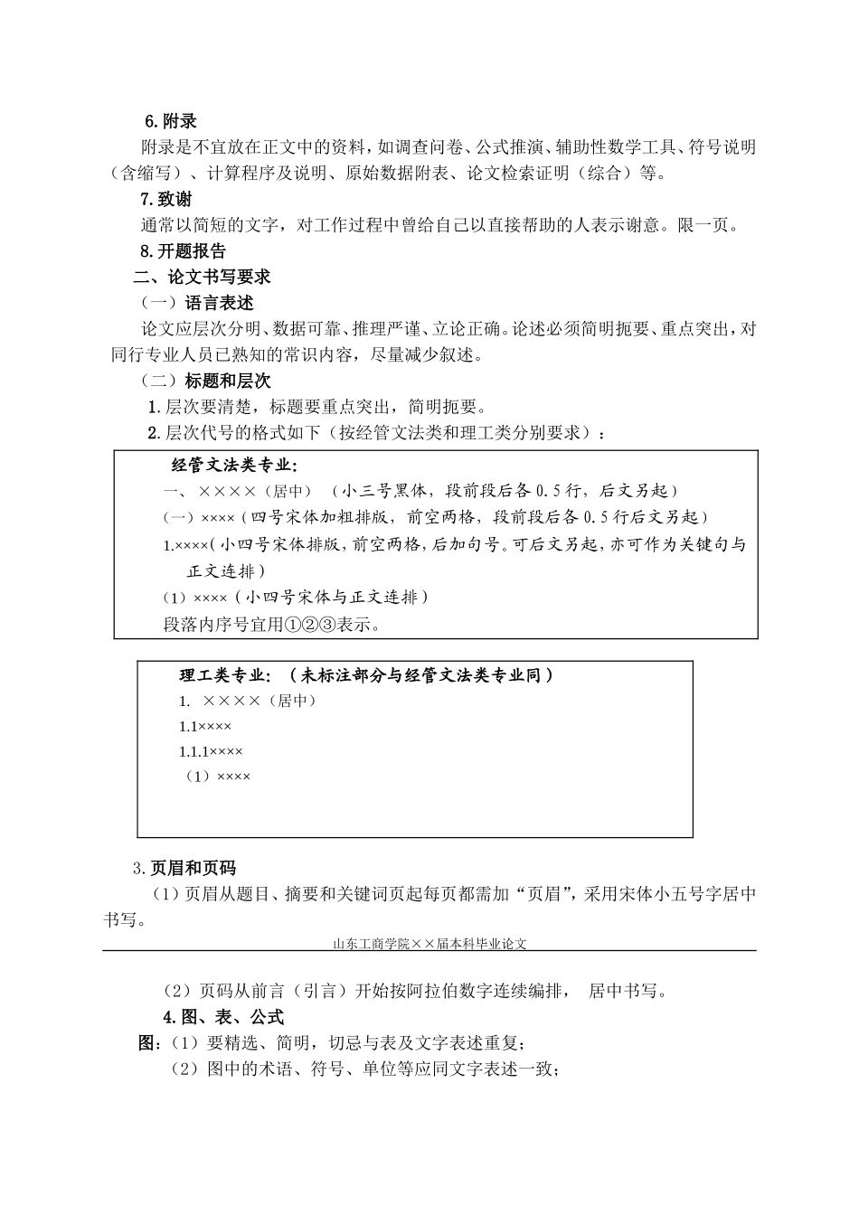 山东工商学院毕业论文统一格式的规定_第2页