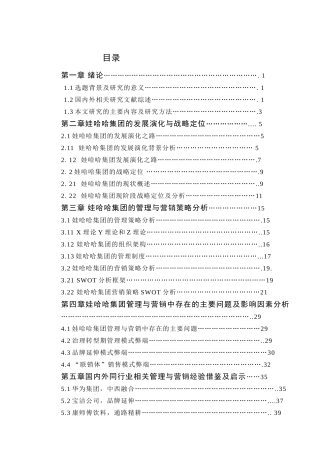 娃哈哈集团的战略发展定位分析研究 工商管理专业