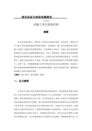 实践报告  论施工项目进度控制分析研究