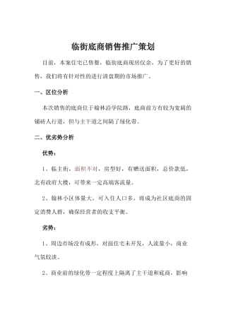 商铺销售推广策划分析研究 市场营销专业