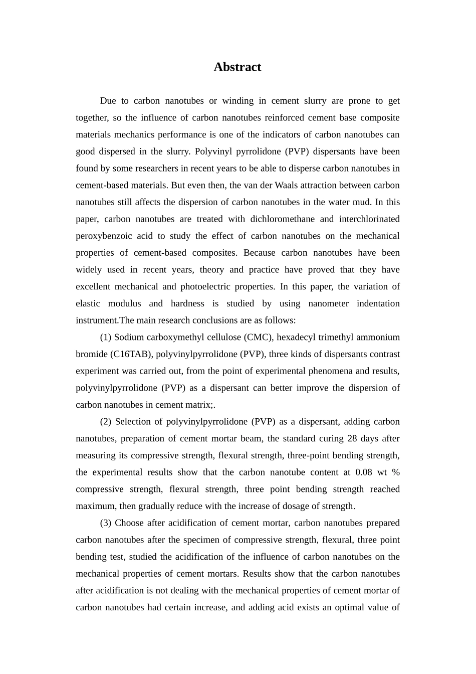 酸化碳纳米管增强水泥基复合材料的力学性能及碳纳米管在水泥基复合材料中的微观研究分析 材料学专业_第3页