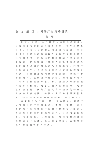 网络广告策略研究分析  工商管理专业