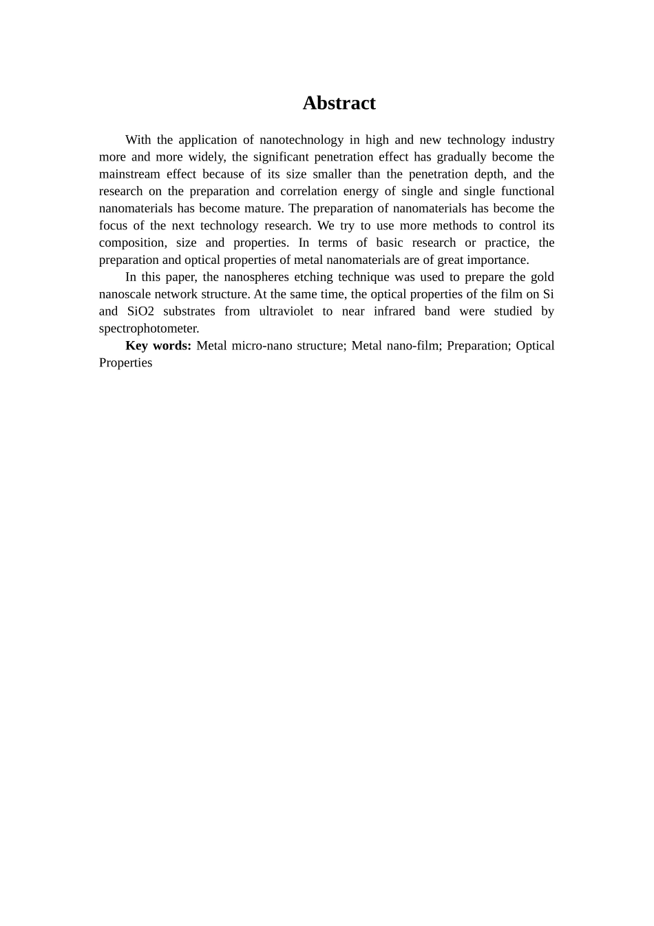 网状金属纳米结构薄膜的制备和光学特性的研究分析 材料学专业_第2页