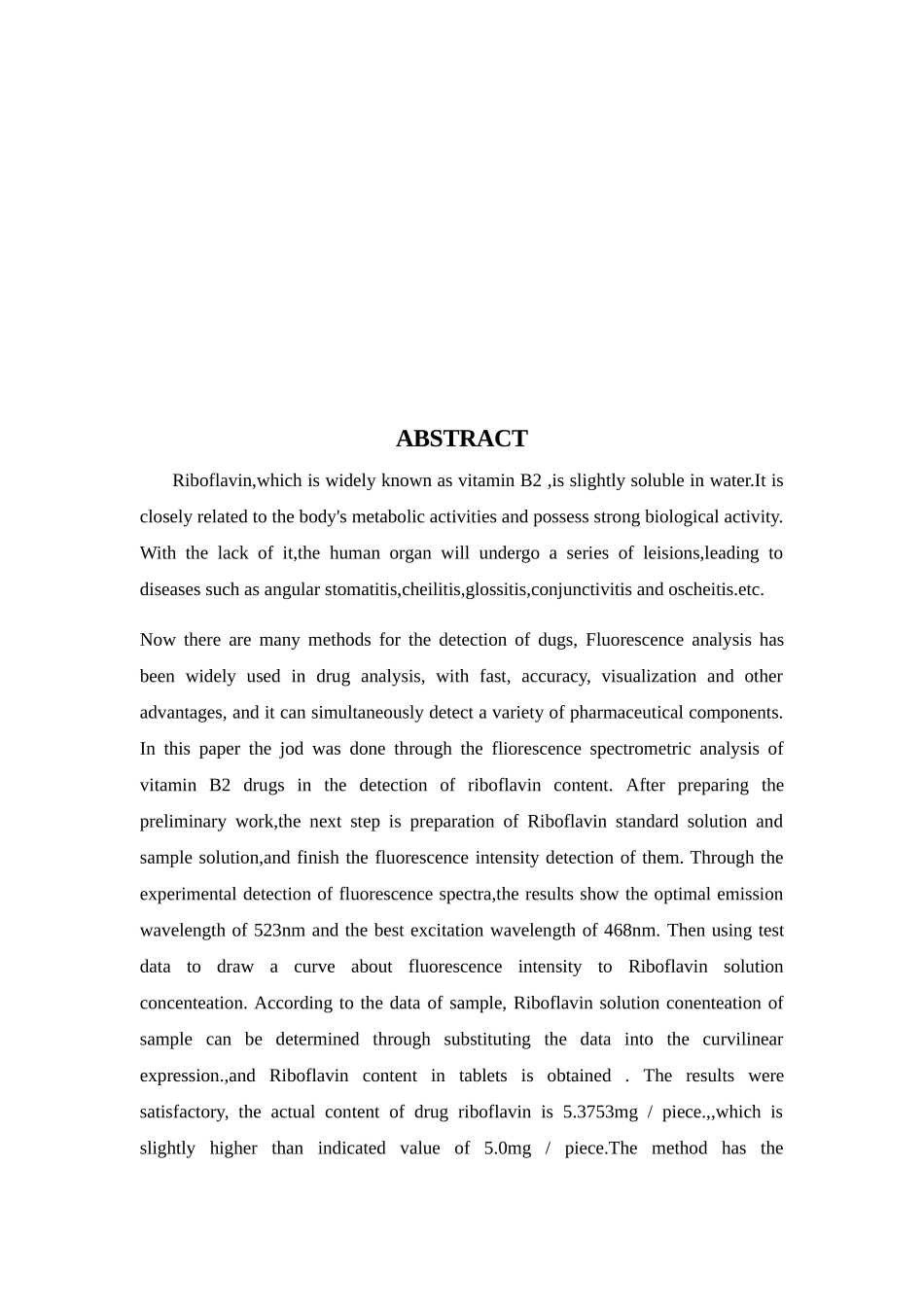维生素B2片剂中核黄素含量的荧光光谱检测分析研究 药学专业_第2页