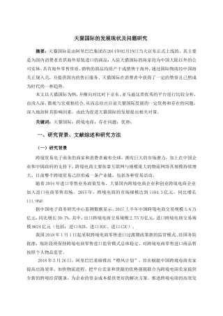 天猫国际的发展现状及问题研究分析  工商管理专业