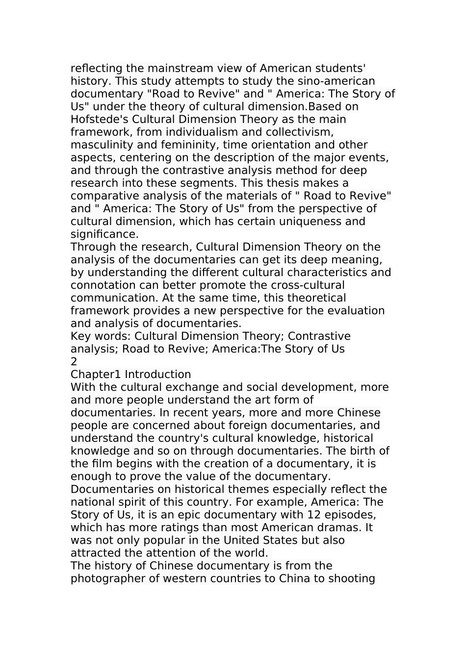 文化维度视角下中美纪录片的比较研究——以〈美国：我们的故事〉和〈复兴之路〉为例  影视编导专业_第2页