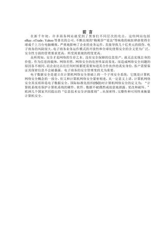 文献综述  电子商务的风险及其安全管理技术