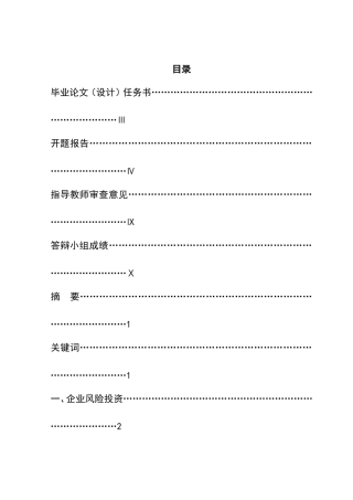 投资风险分析研究  会计学专业