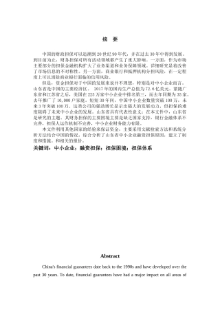 省中小企业融资担保困境与体系研究分析 财务管理专业