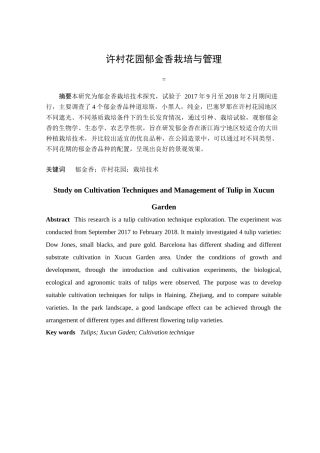 许村花园郁金香栽培与管理分析研究 工商管理专业