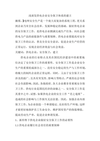 浅谈发供电企业安全保卫体系的建立分析研究 工商管理专业