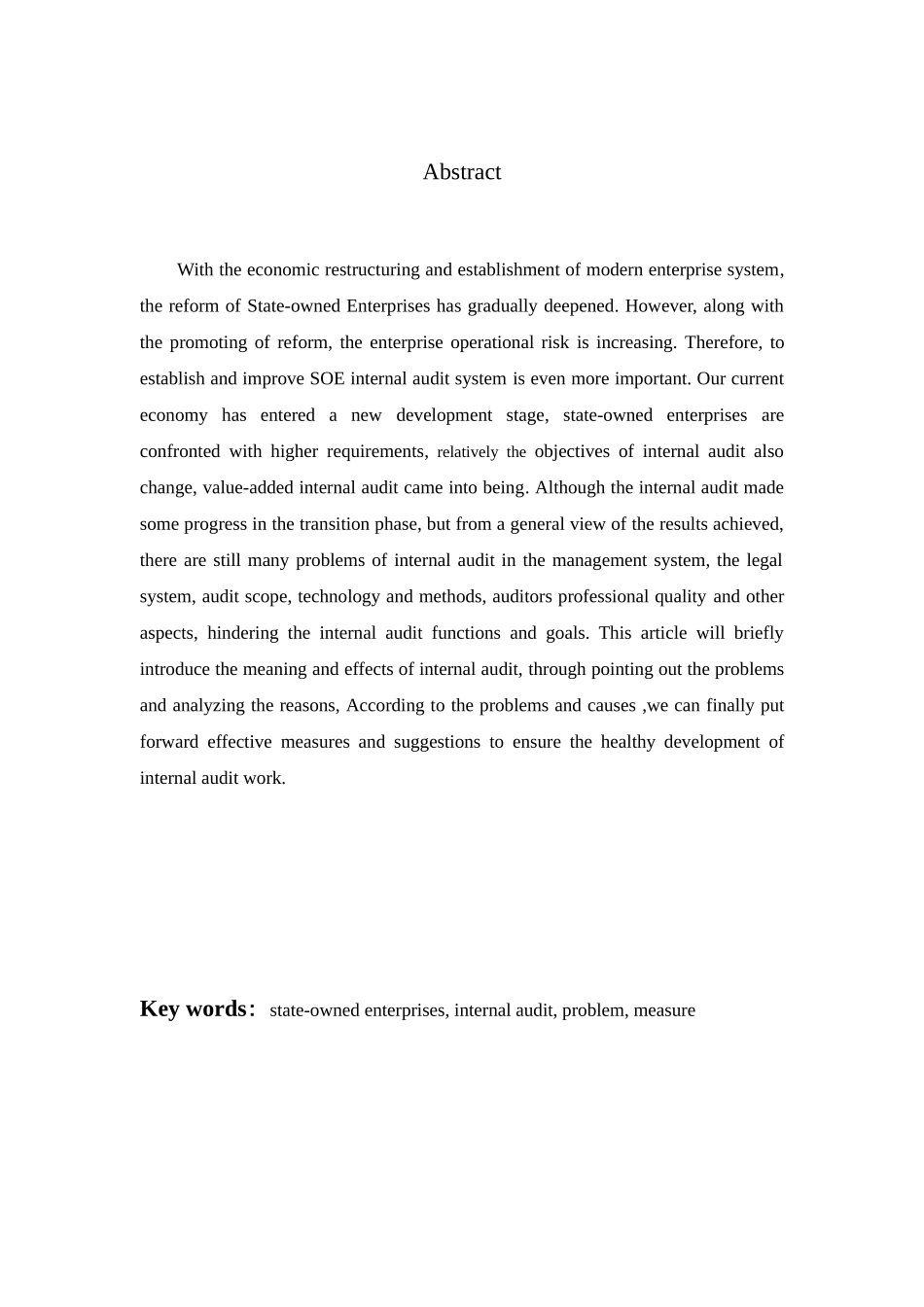 浅析我国国有企业内部审计存在的问题及对策分析研究  审计学专业_第3页