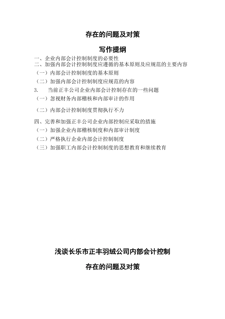 浅谈长乐市正丰羽绒公司内部会计控制分析研究 财务管理专业_第2页