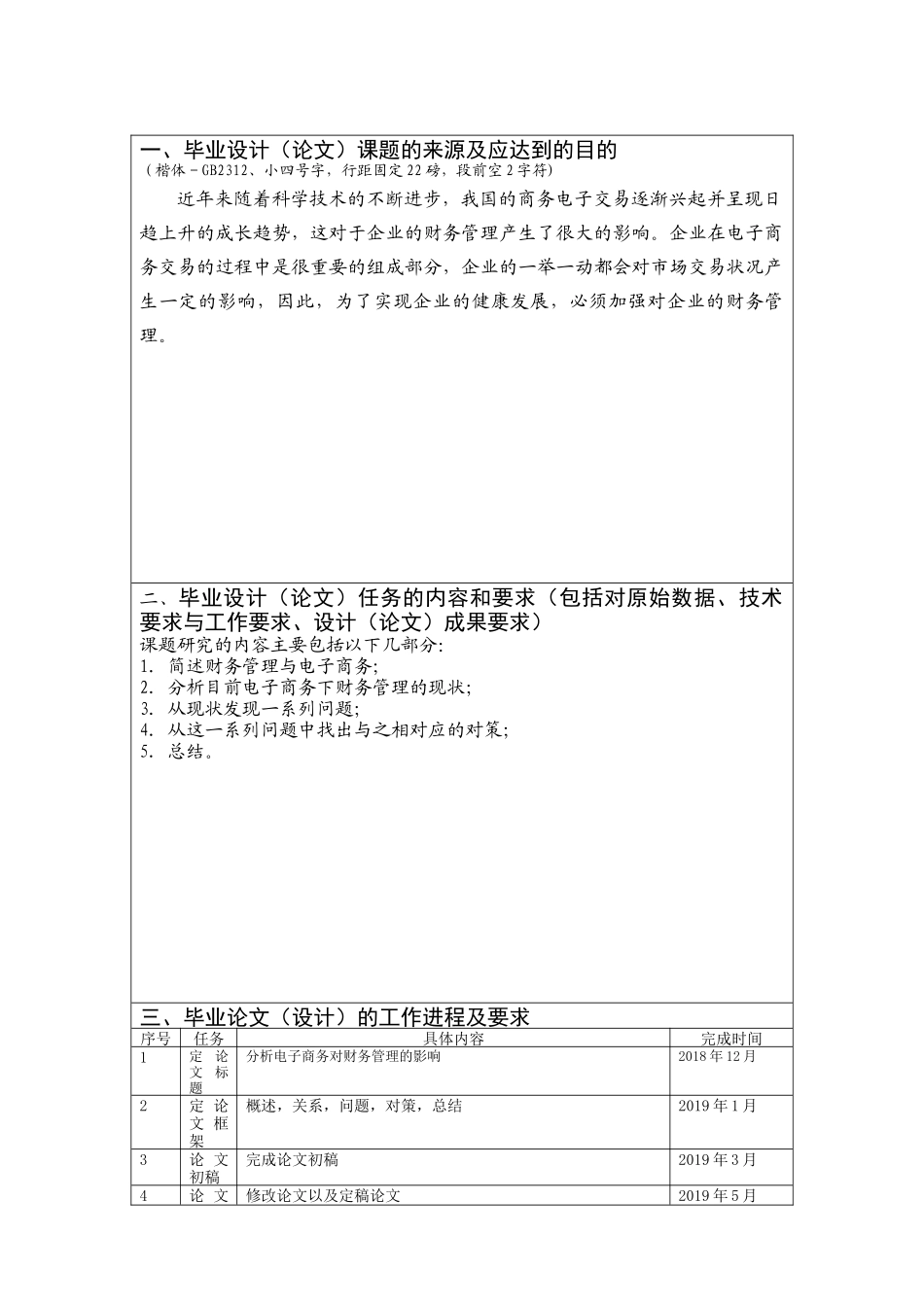 浅析电子商务下财务管理出现的问题及对策分析研究 开题报告_第1页