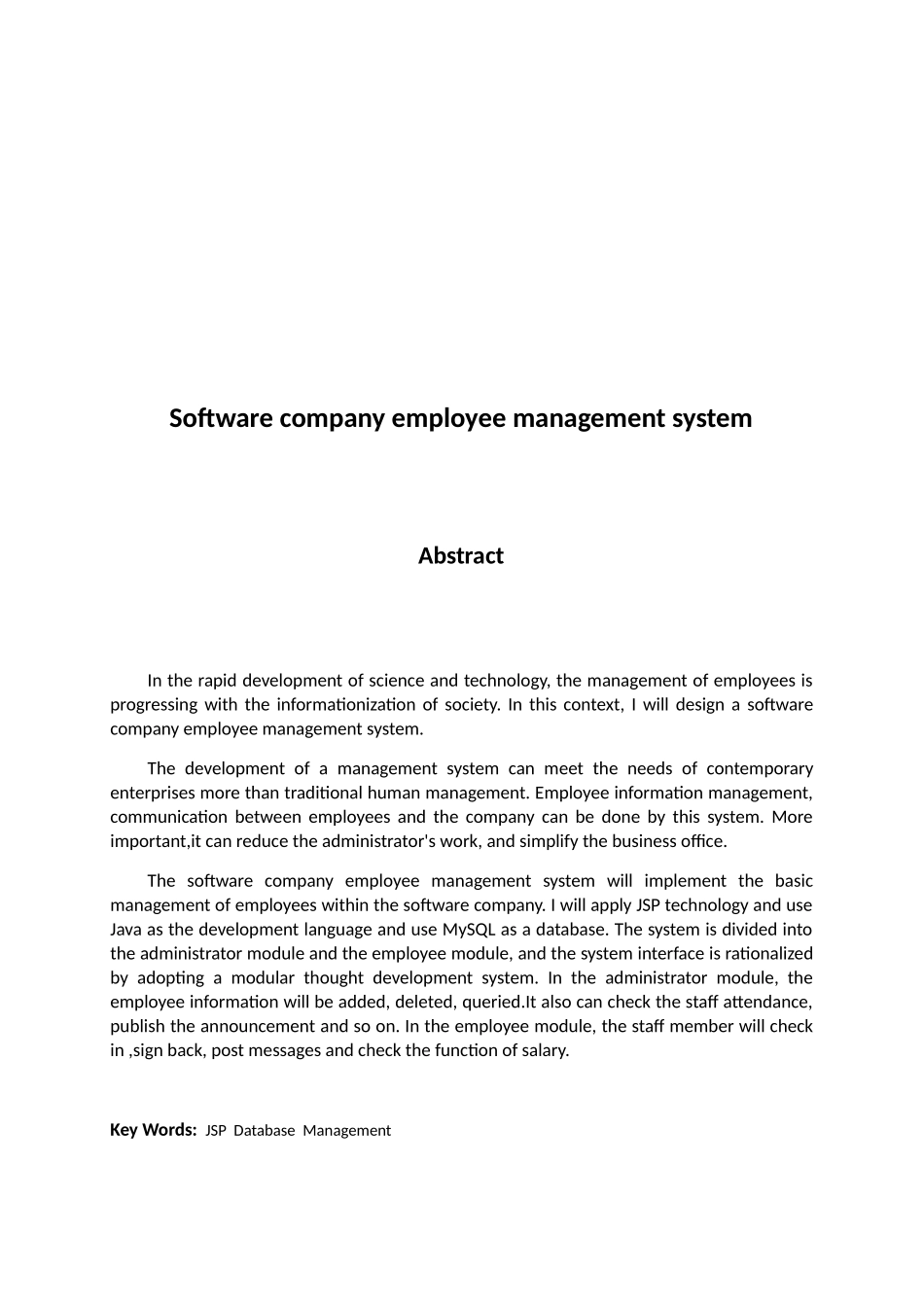 软件公司员工管理系统设计和实现  计算机专业_第2页