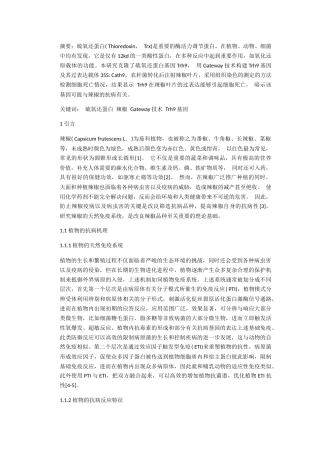 硫氧还蛋白辣椒Gateway技术Trh9基因分析研究 生物技术专业