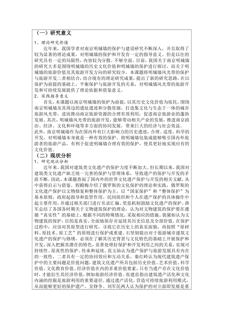 明城墙风光带保护与旅游开发研究申报书 旅游管理专业_第2页