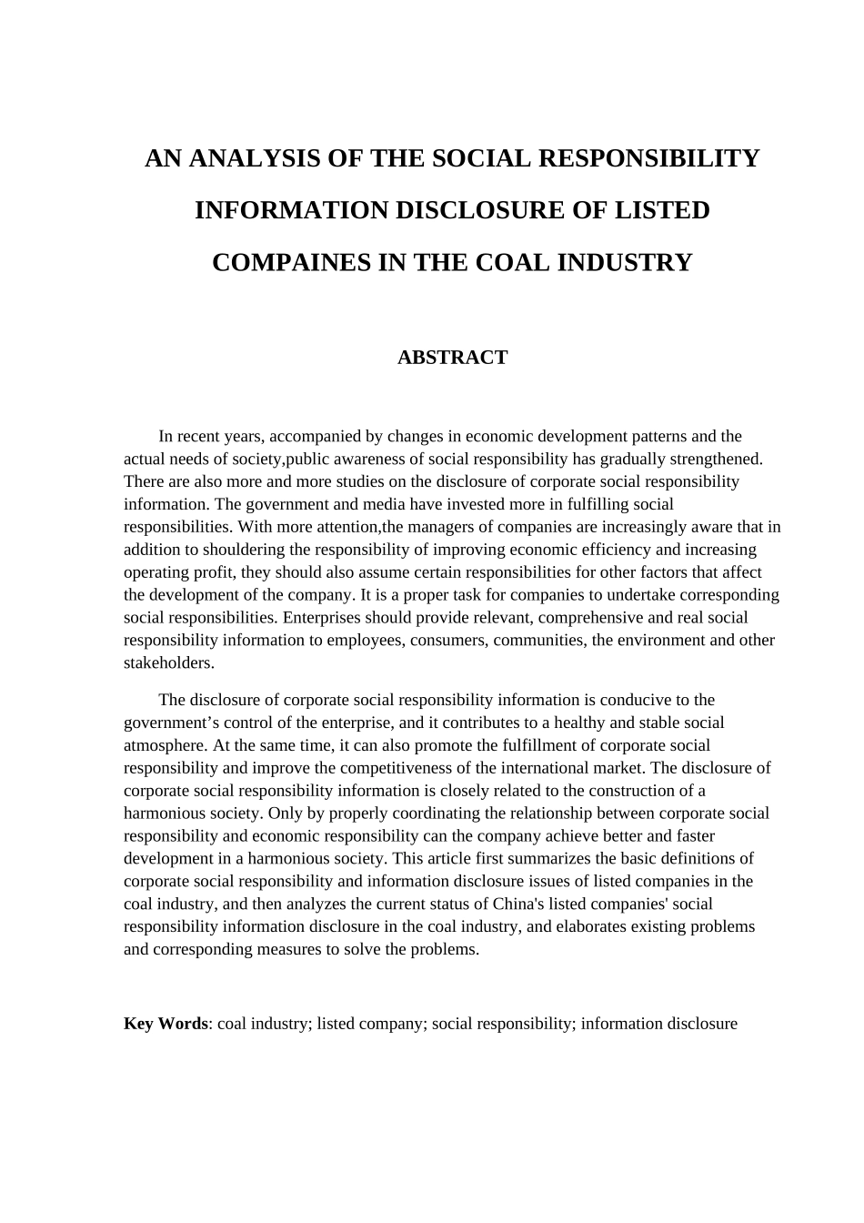 煤炭行业上市公司社会责任信息披露问题探析研究 公共管理专业_第3页