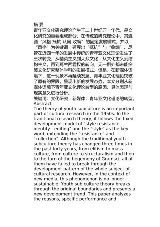 论新媒体语境下青年亚文化理论的转型分析研究 新闻学专业