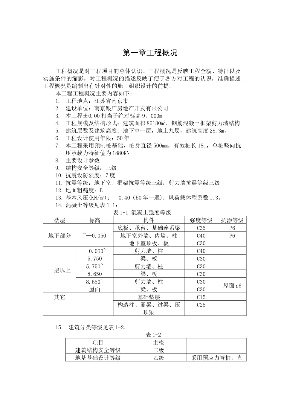 市江宁区某住宅楼施工组织设计和实现 土木工程管理专业_第1页