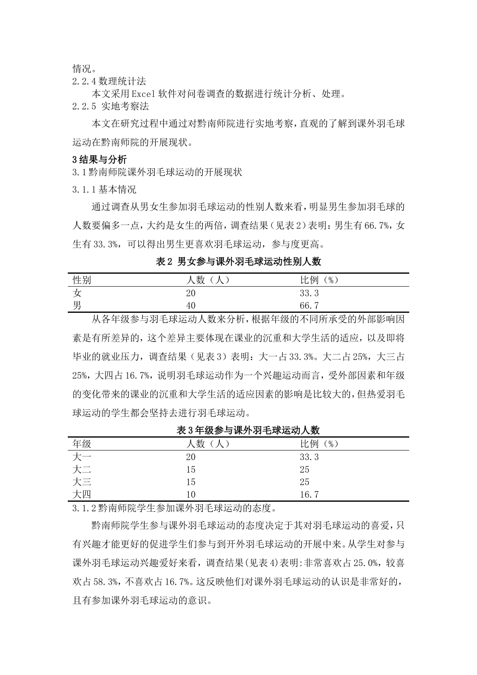 黔南师院课外羽毛球运动开展现状的调查分析研究 体育运动专业_第3页